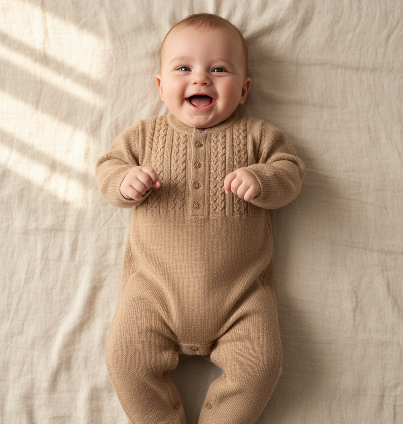 Knitted onesie "Coffee", beige, size 86-92 | leevje