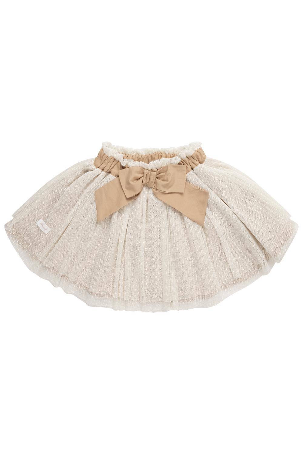 Jupe en tulle à volants et nœud intégré, blanche, taille 62/68 | leevje
