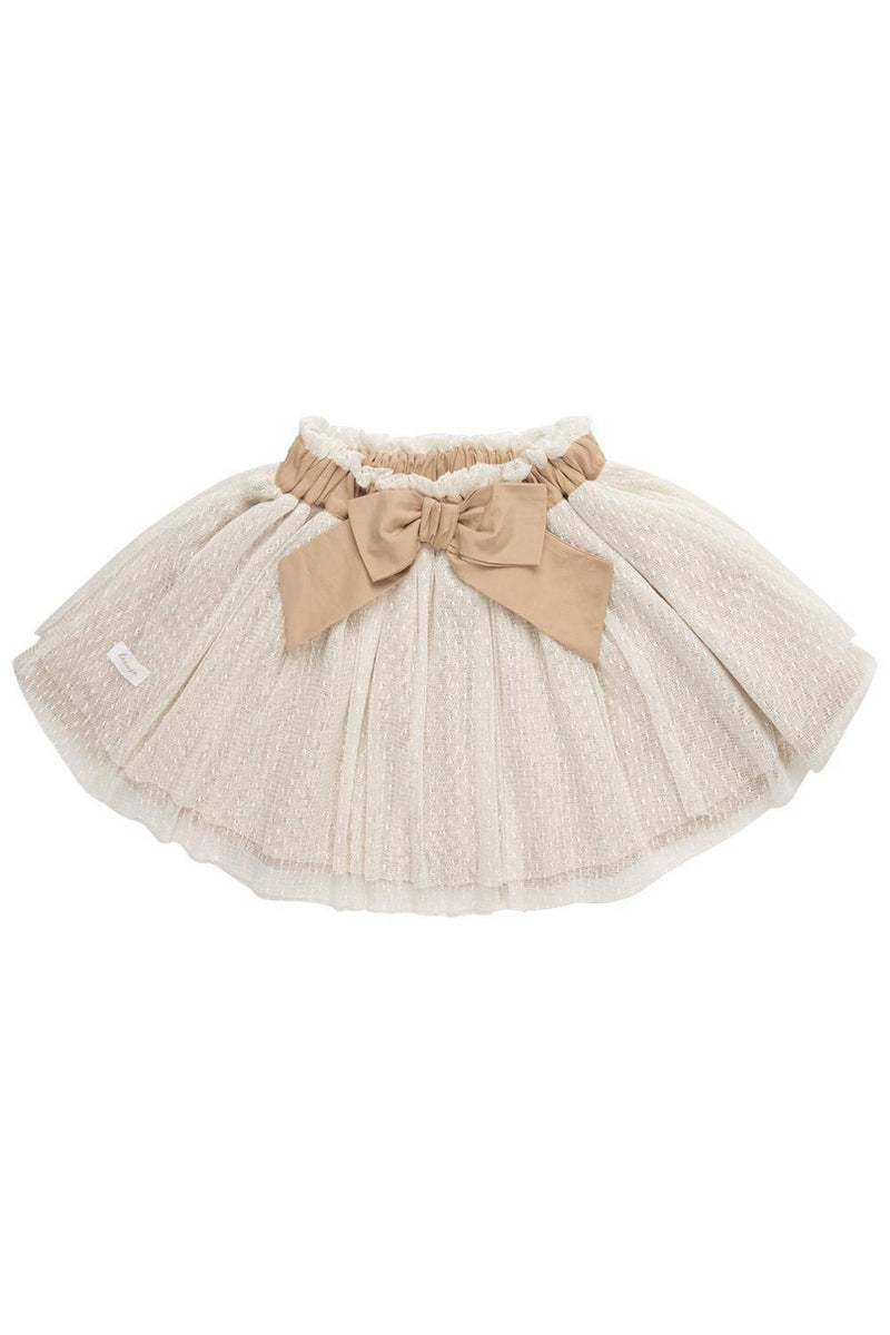 Tulle skirt with flounces and attached bow, white, size 62 / 68 | leevje