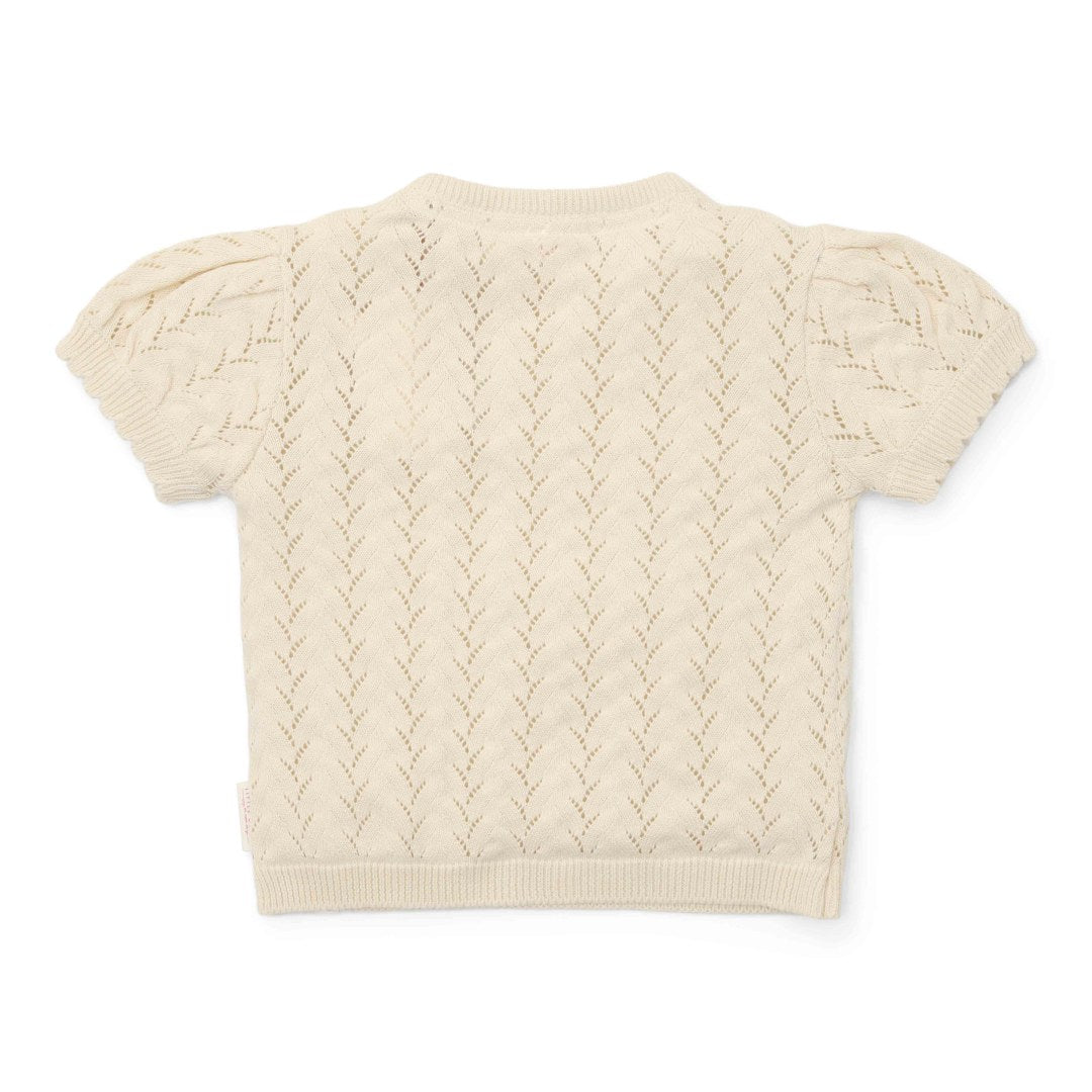Cream Short-Sleeved Knitted Sweater for Babies and Children