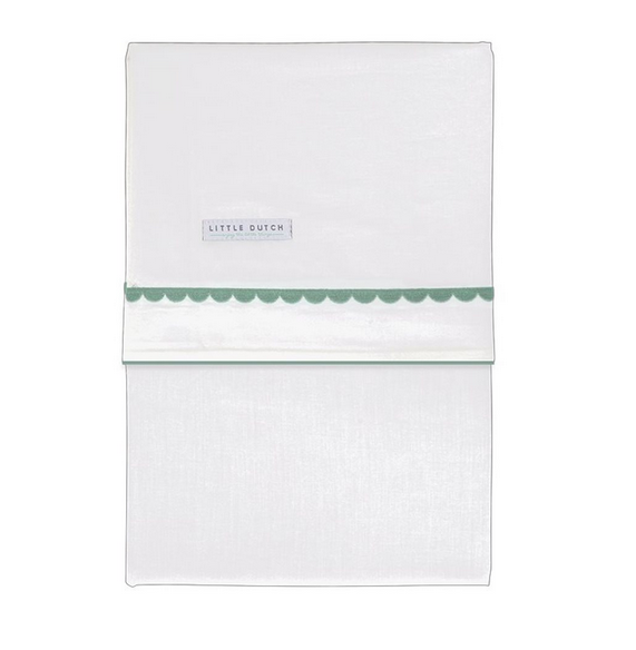 Drap de lit brodé menthe arrondi | Little Dutch