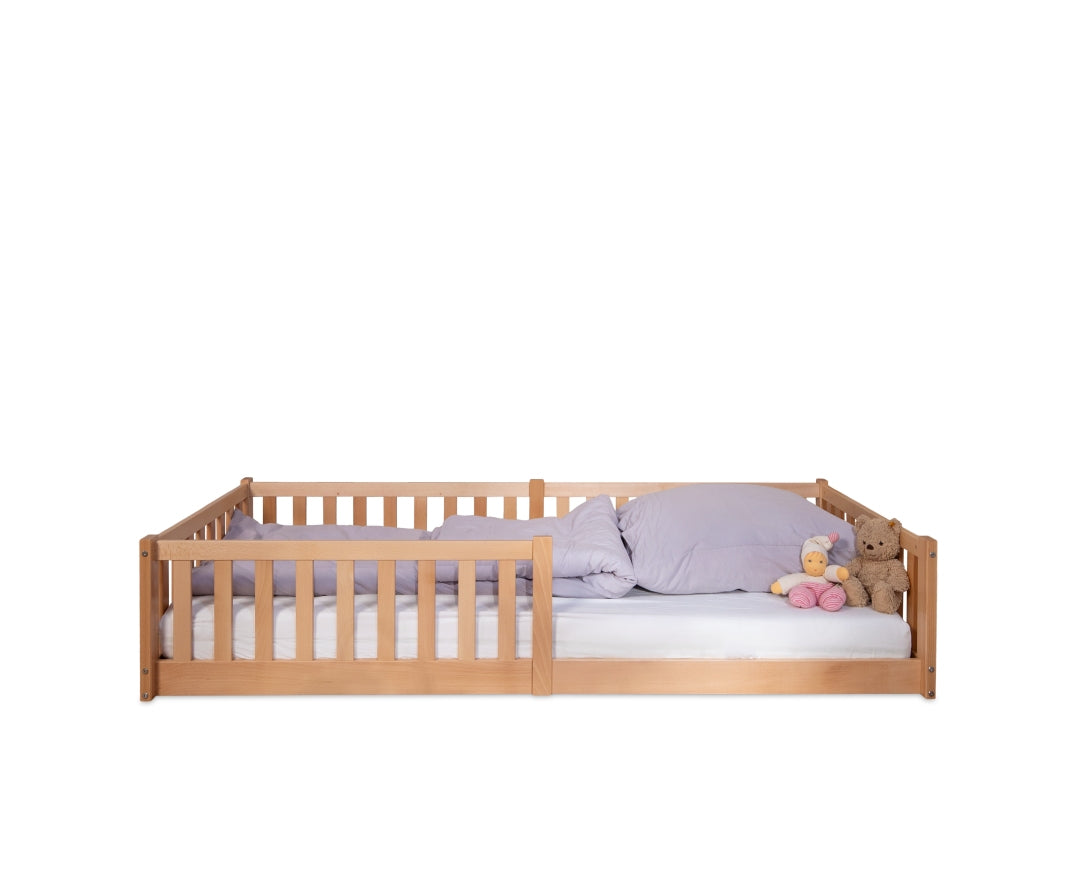 Lit au sol / lit cabane ENNO 90x200 cm hêtre naturel avec toit opt. | tiSsi®