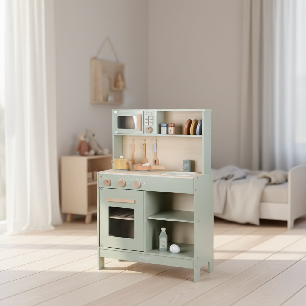 Personalized wooden play kitchen with name – a special gift