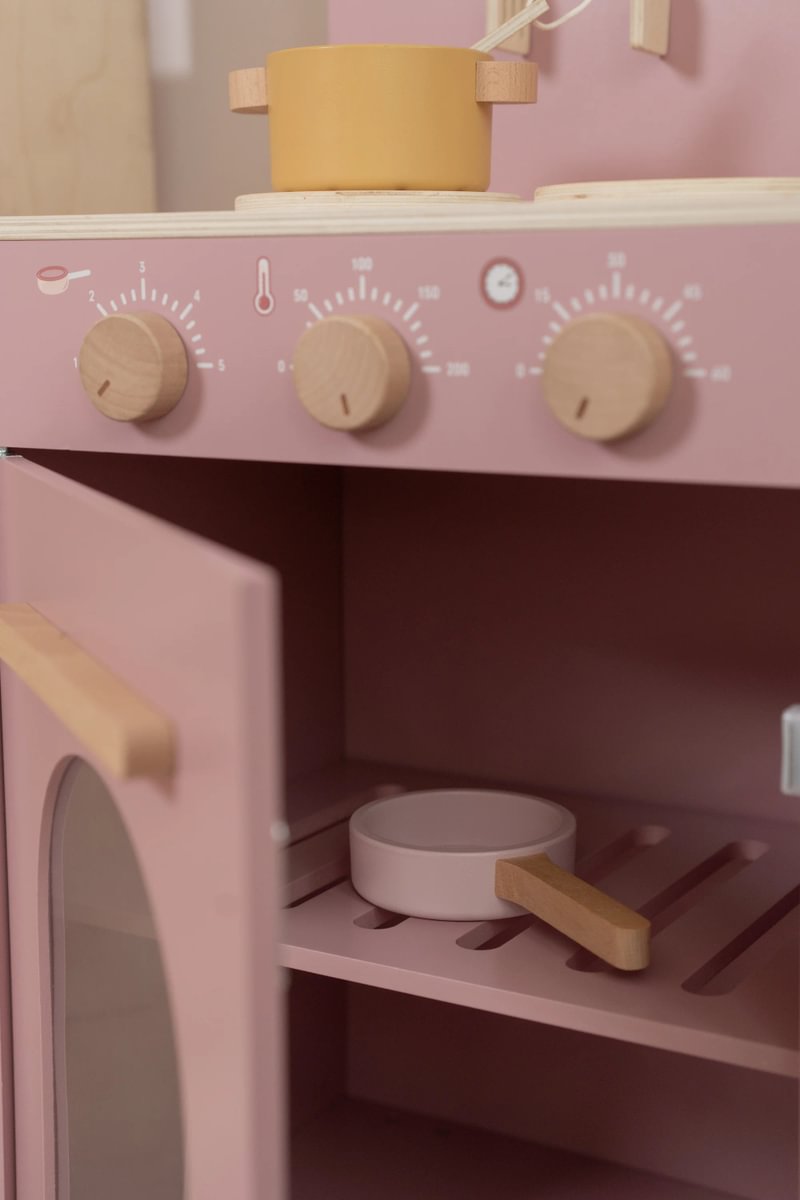 Pink play kitchen