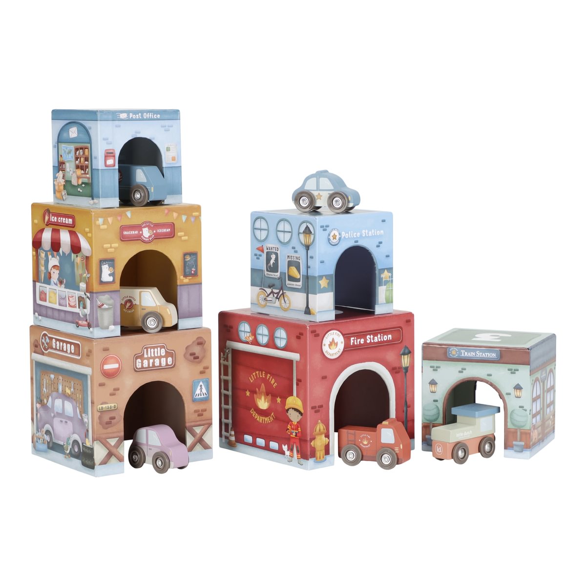 Stacking cubes with cars for wooden railway play worlds | Smacking buffers