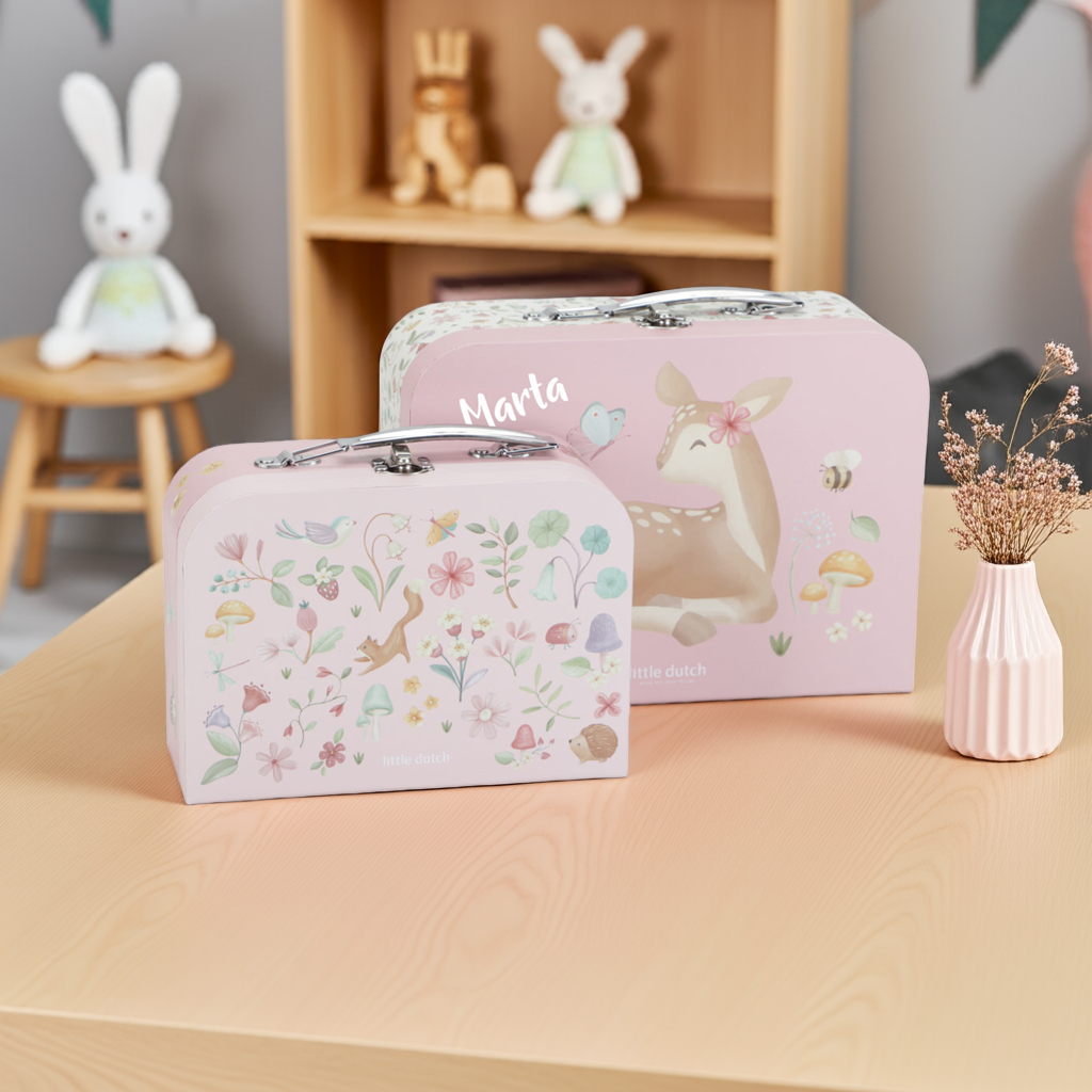 Personalised Kids' Suitcase Fairy Garden Pink with Name