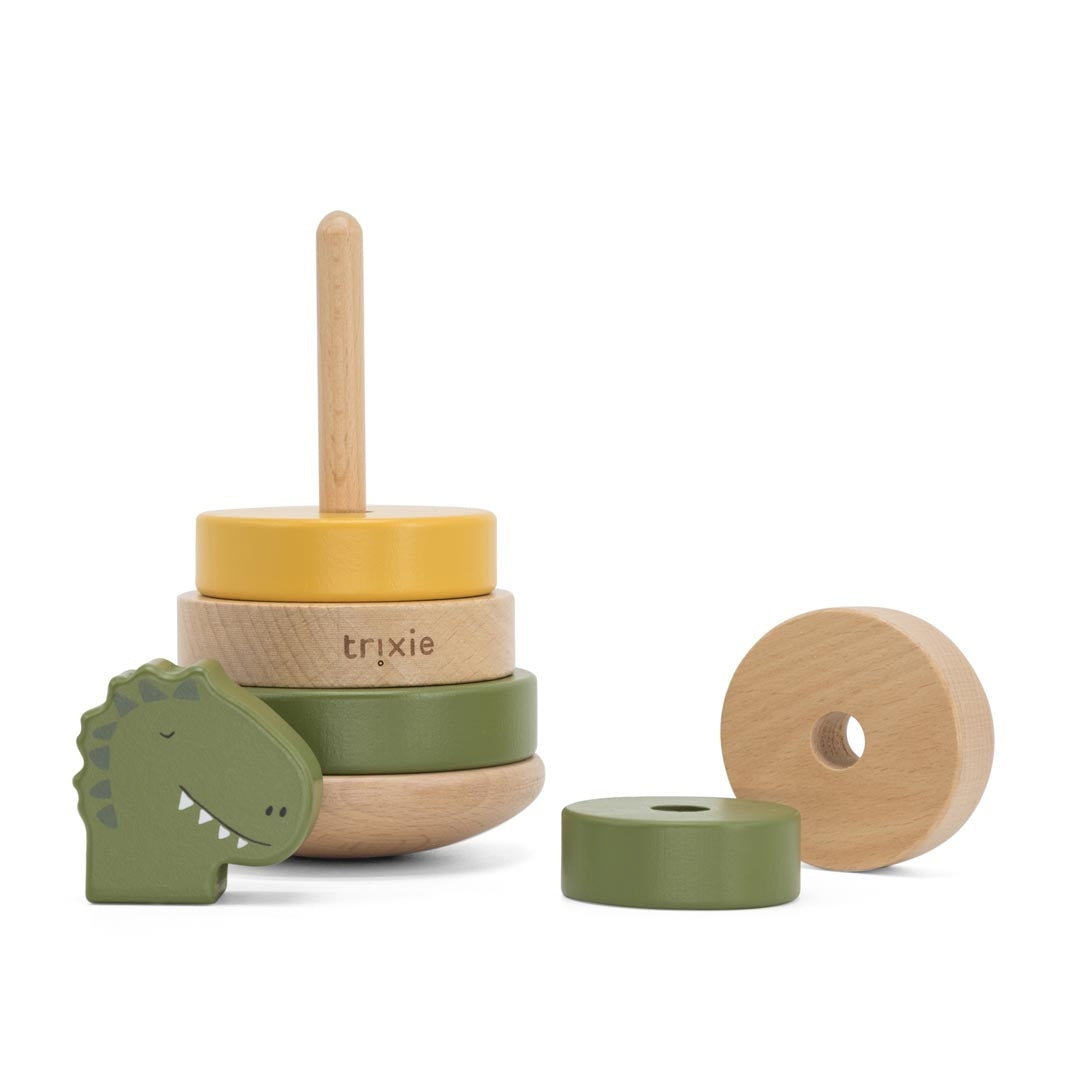 Wooden Stacking Tower Mr. Dino – Christening Gift | Schmatzepuffer