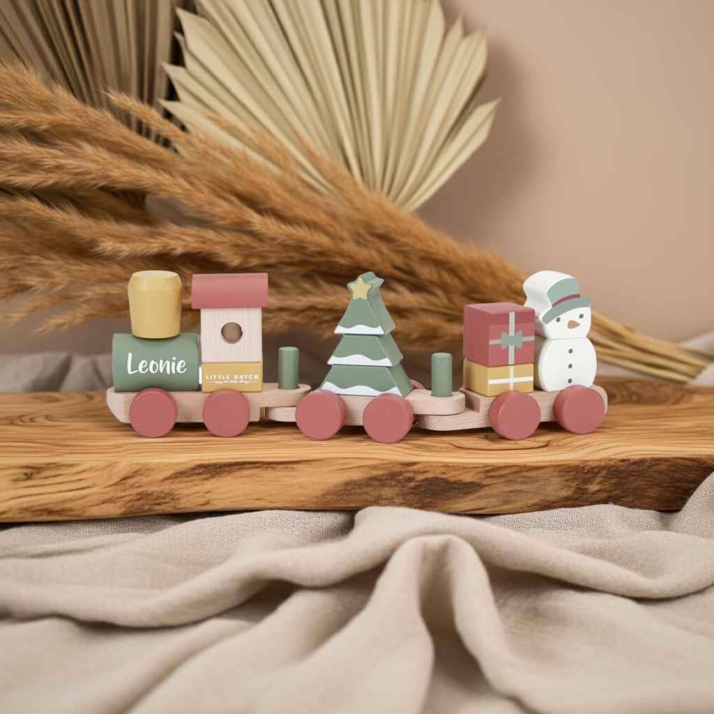 Train en bois personnalisé Noël – Cadeau de naissance