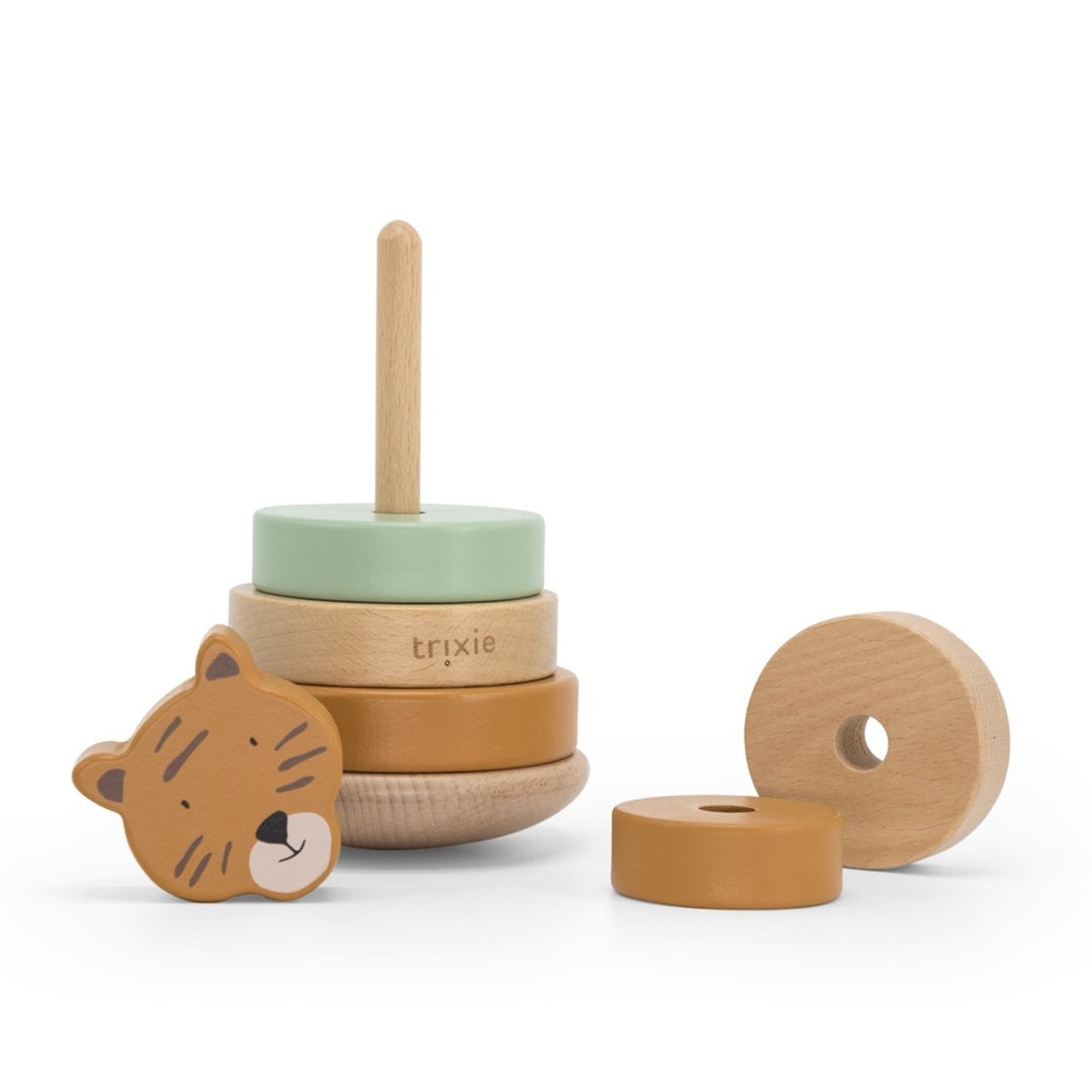 Stacking Tower Wood Mr. Tiger - Christening Gift | Schmatzepuffer