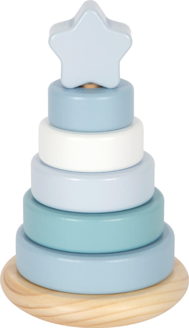 Personalized blue stacking tower - For a christening | small foot by Schmatzepuffer