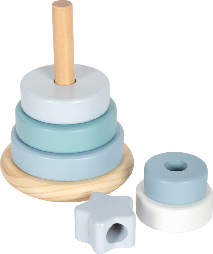 Personalized blue stacking tower - For a christening | small foot by Schmatzepuffer