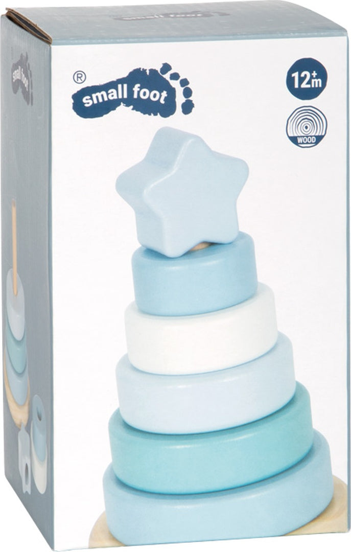 Personalized blue stacking tower - For a christening | small foot by Schmatzepuffer
