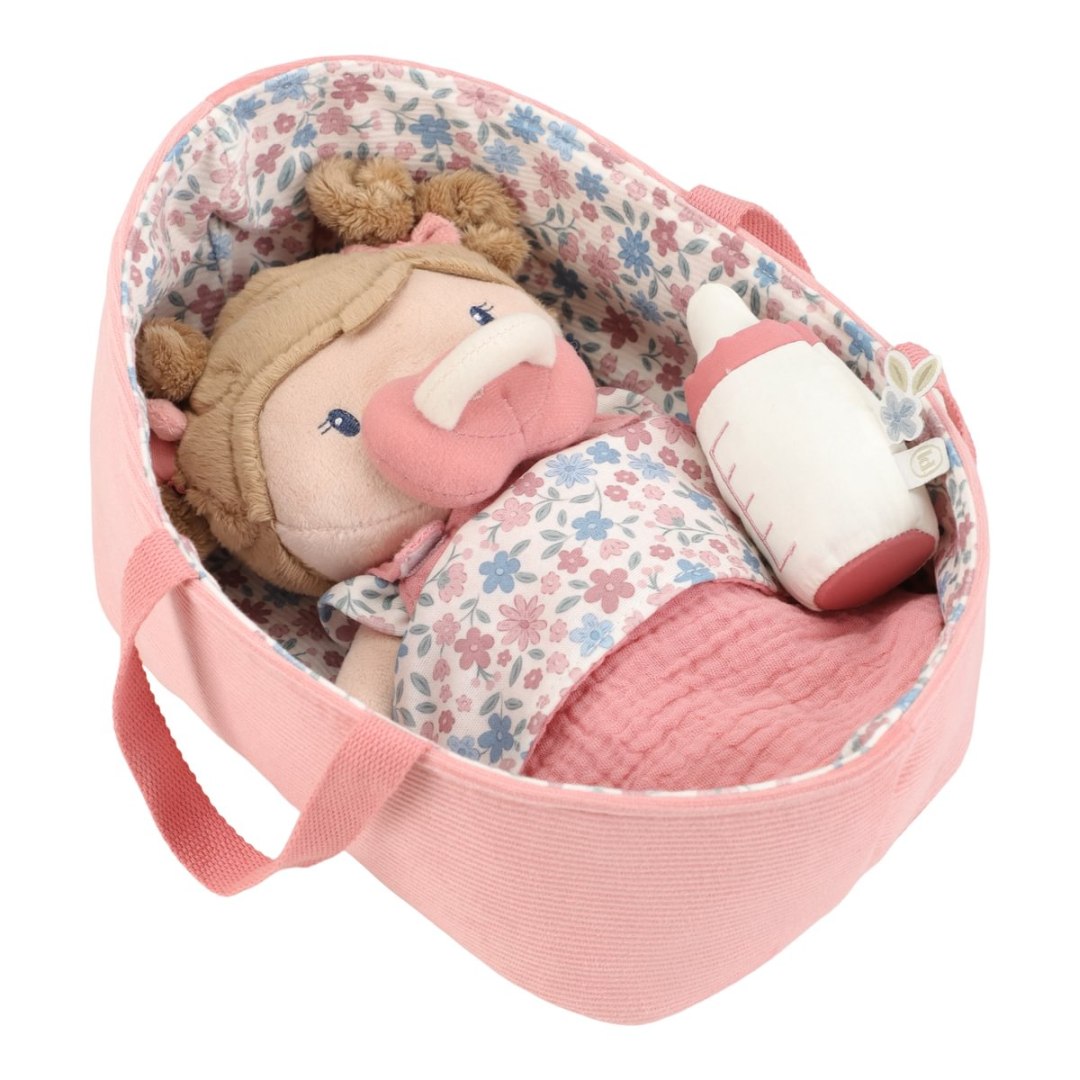 Pink baby doll in a basket | Little Dutch