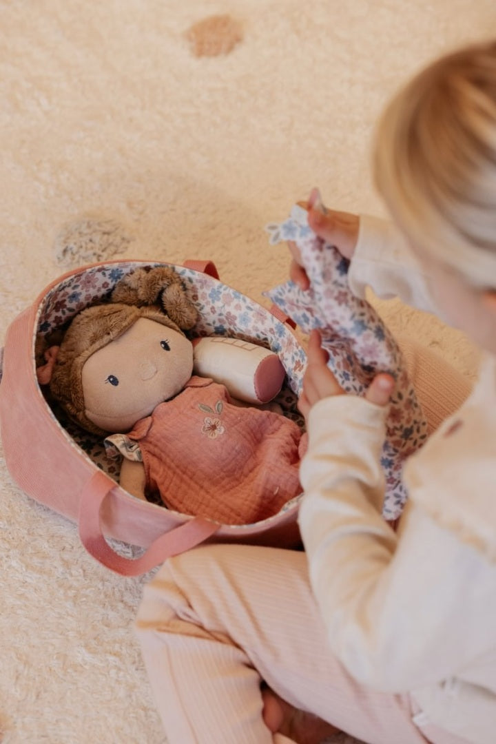 Pink baby doll in a basket | Little Dutch
