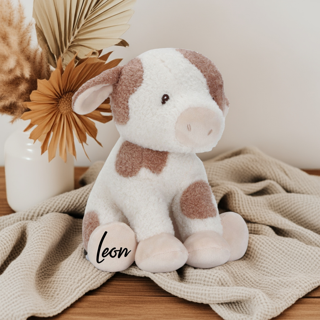 Peluche vache 25 cm à câliner et à jouer