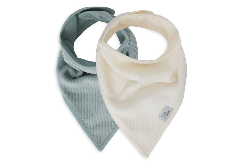 Bandana Lätzchen 2er-Set Velvet Rib, Sea Green/Ivory | Jollein