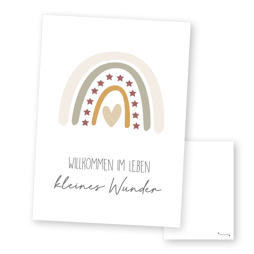 Grußkarte Beige „Kleines Wunder“ zur Geburt