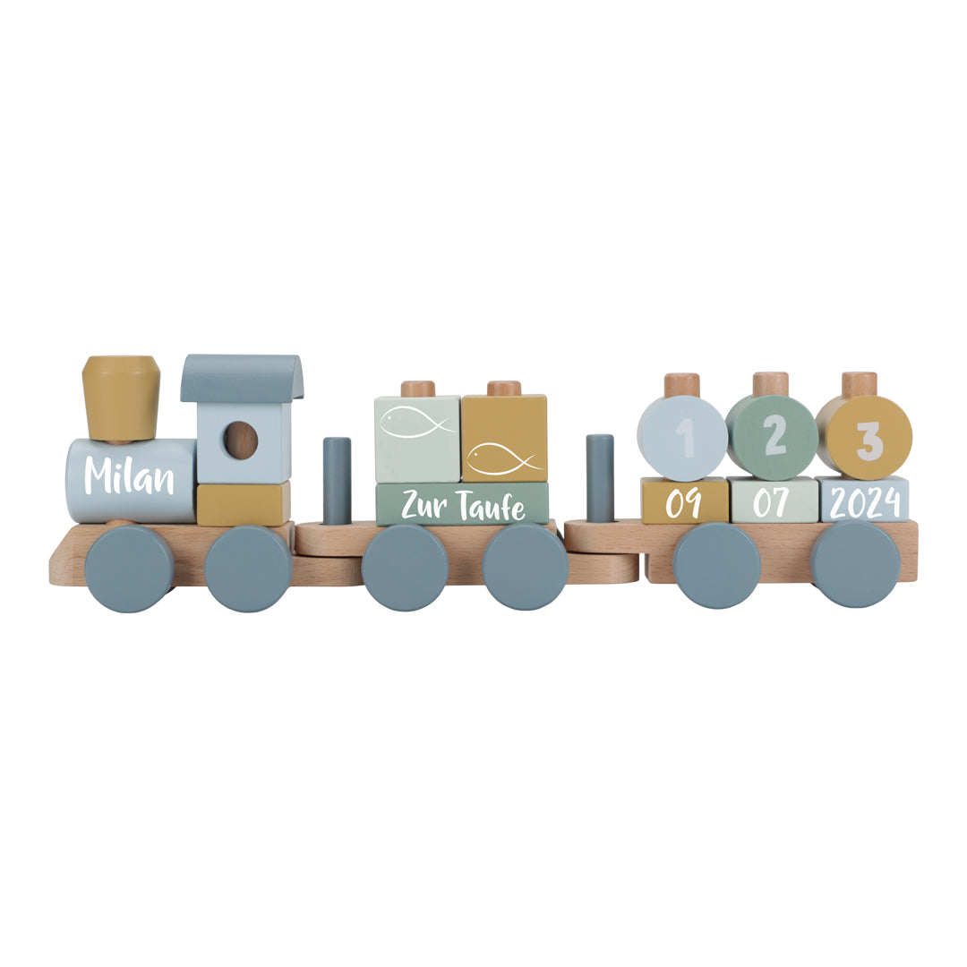 Train en bois personnalisé Forest Friends - Cadeau de baptême