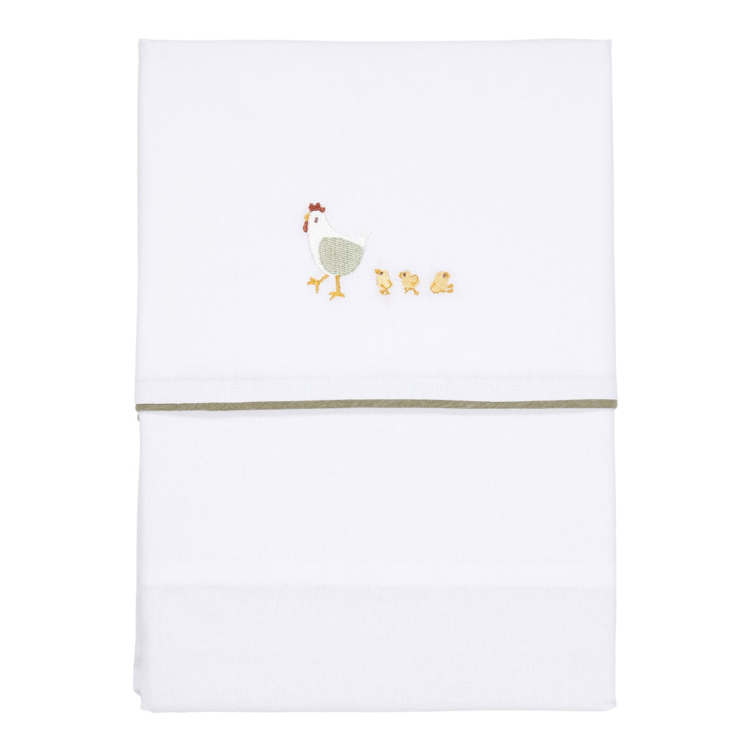 Kinderbettlaken bestickt 110 x 140 cm - Little Farm | Little Dutch