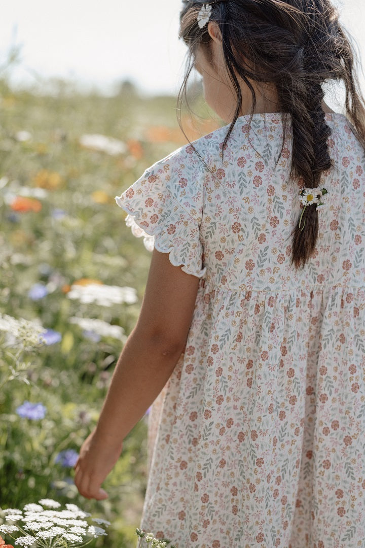 Cream short-sleeved dress for babies and children