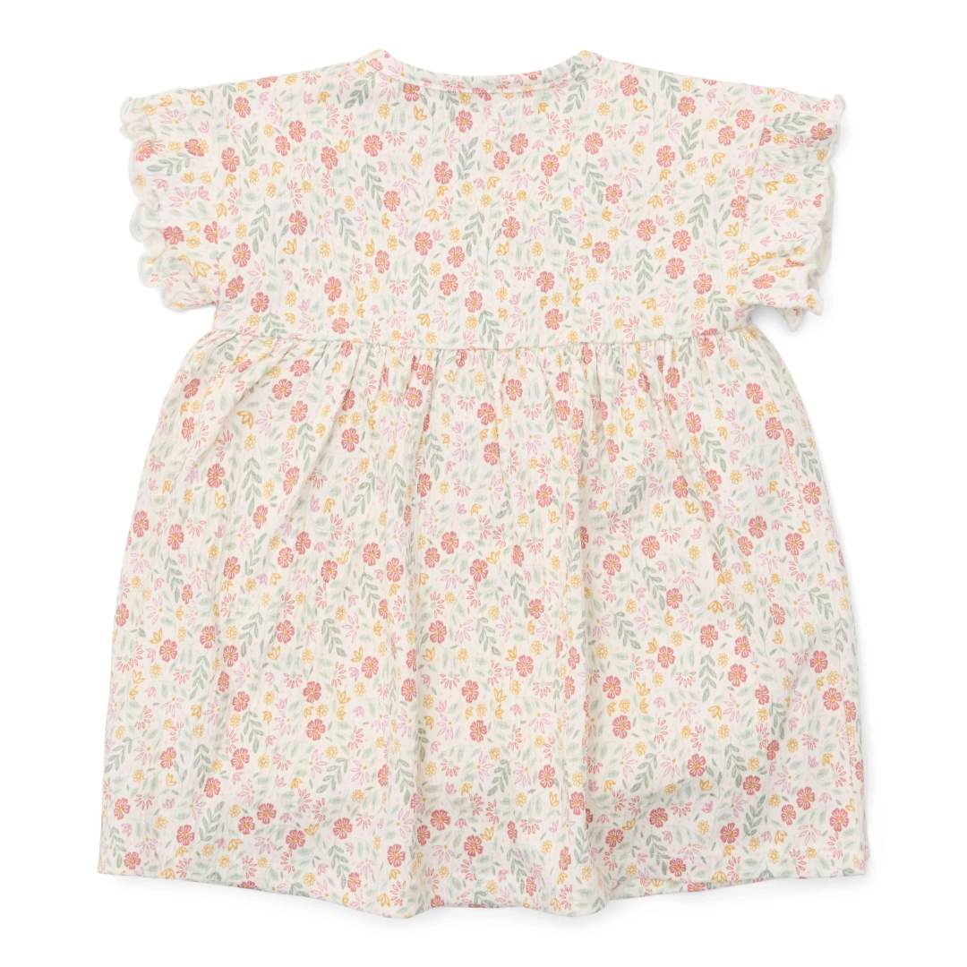 Cream short-sleeved dress for babies and children
