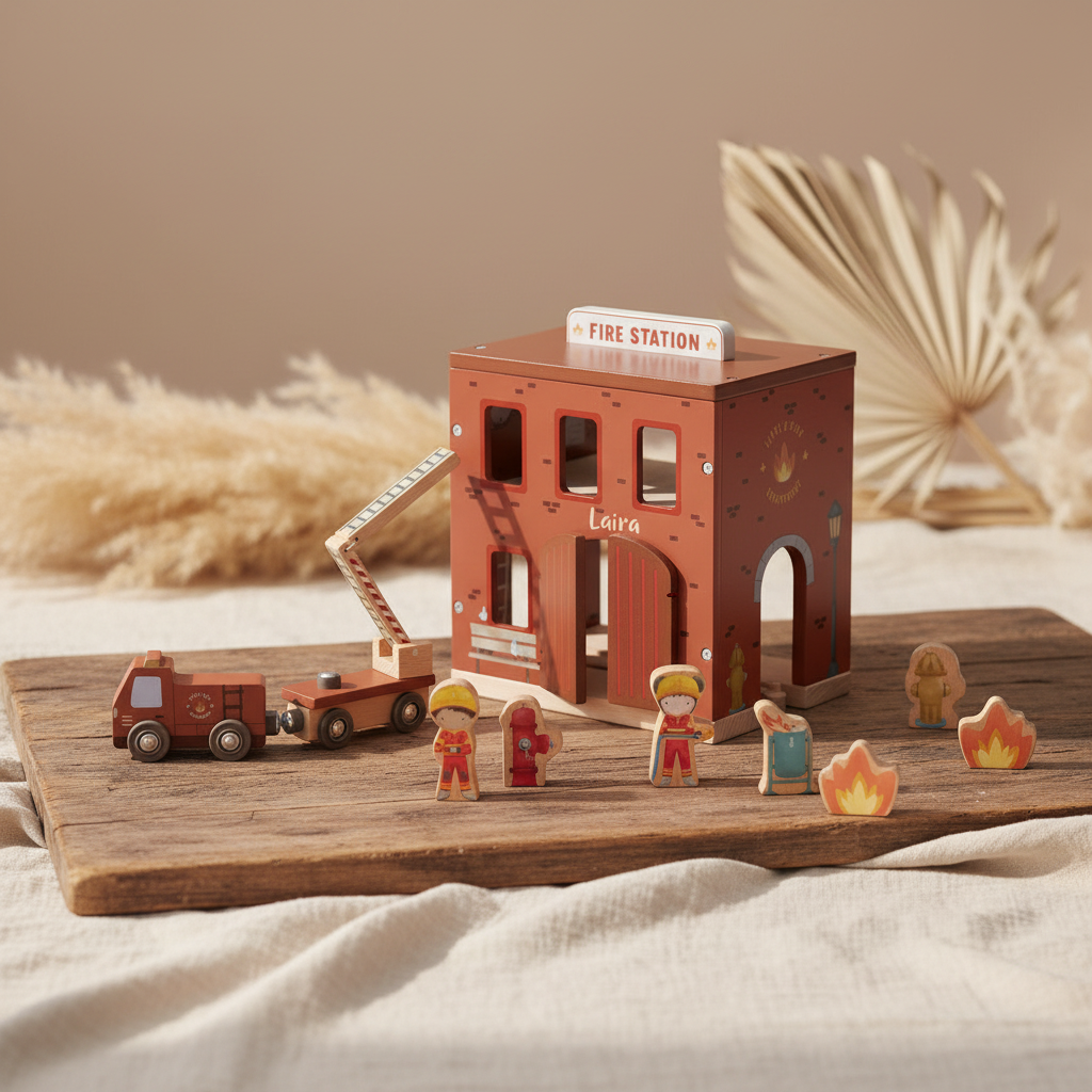 Personalized wooden train station | Schmatzepuffer