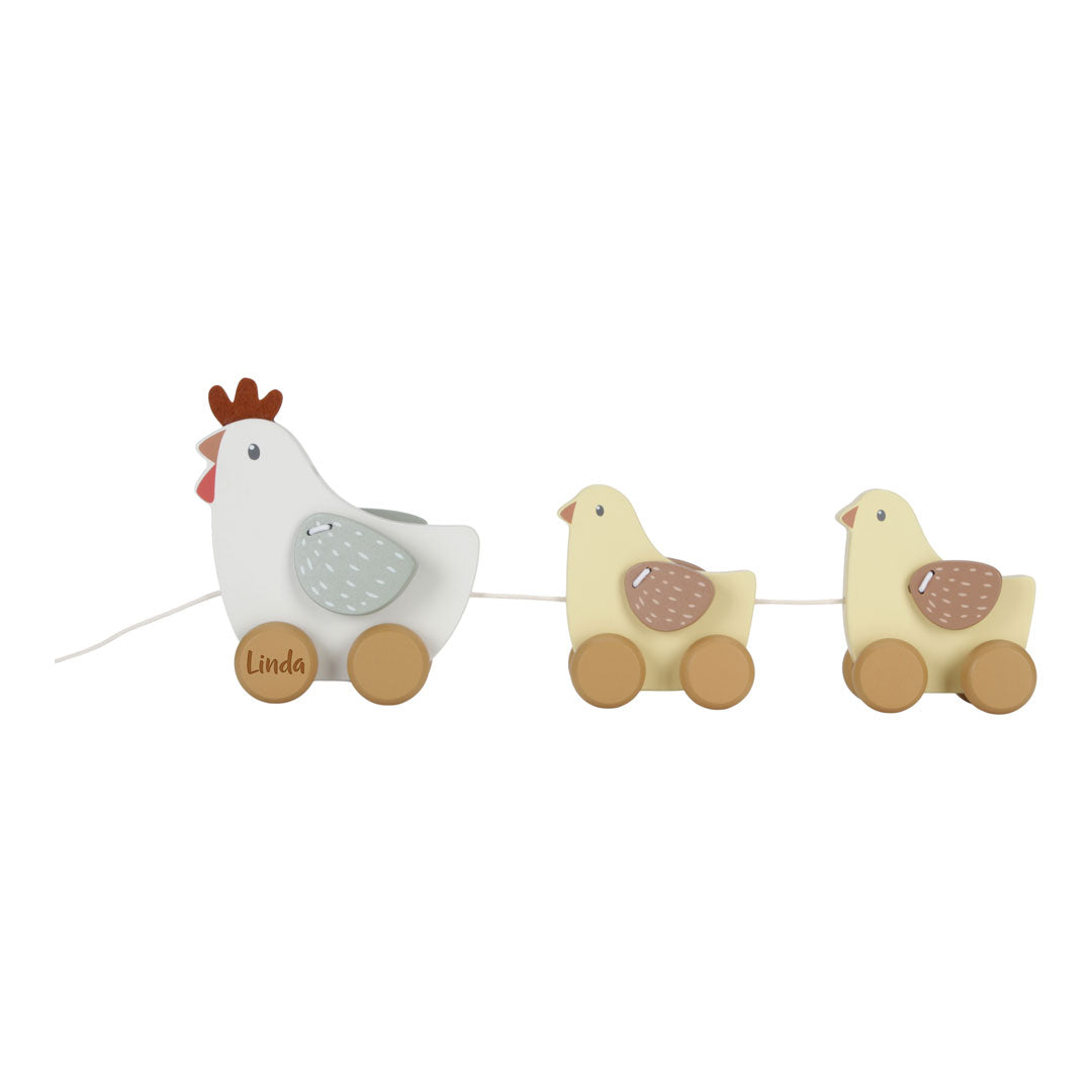Personalized Pull-Along Chicken Toy Made of Wood with Name | Gift for Children