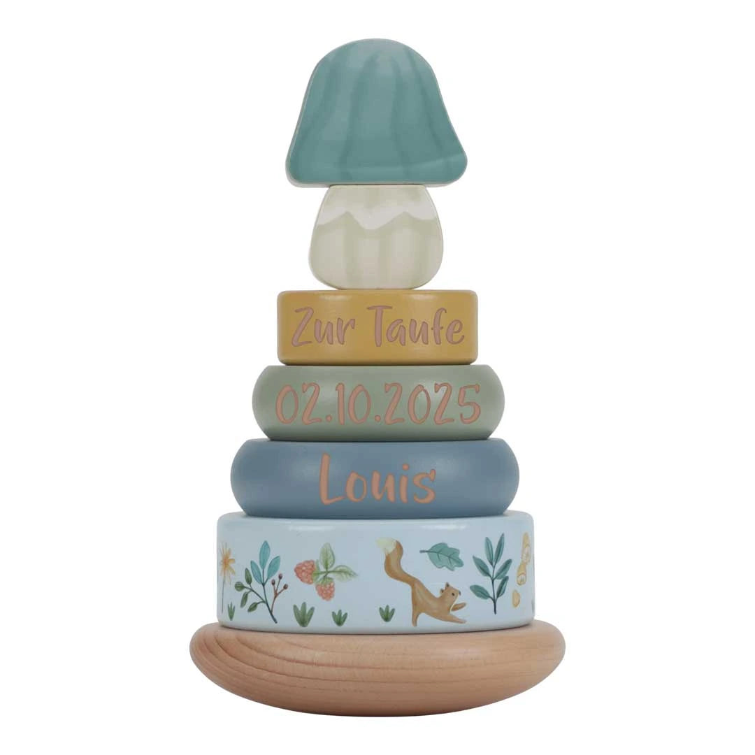 Holz-Stapelturm mit Ringen Forest Friends "Zur Taufe" | Little Dutch