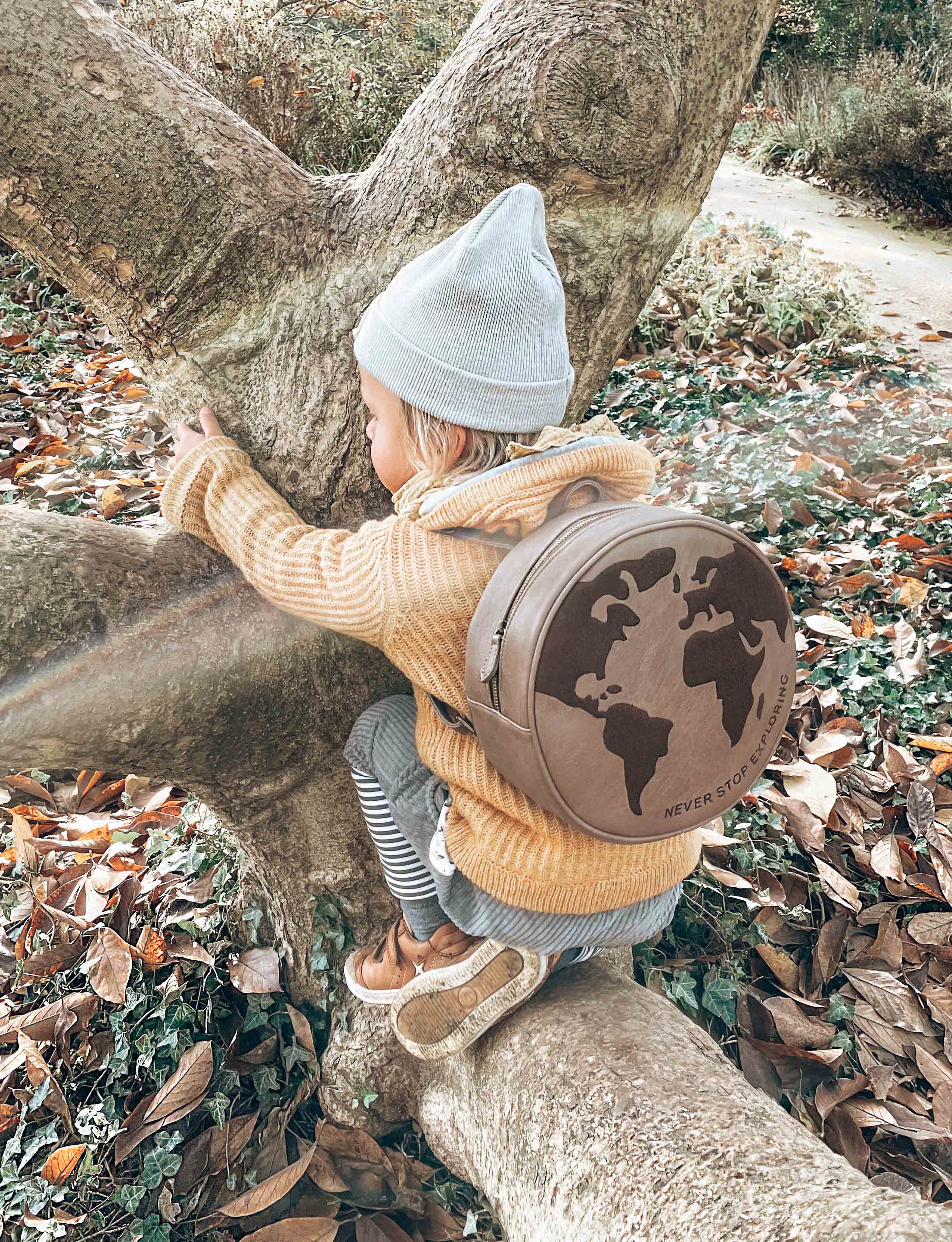 Grand sac à dos Columbus Globe, marron | Little Who