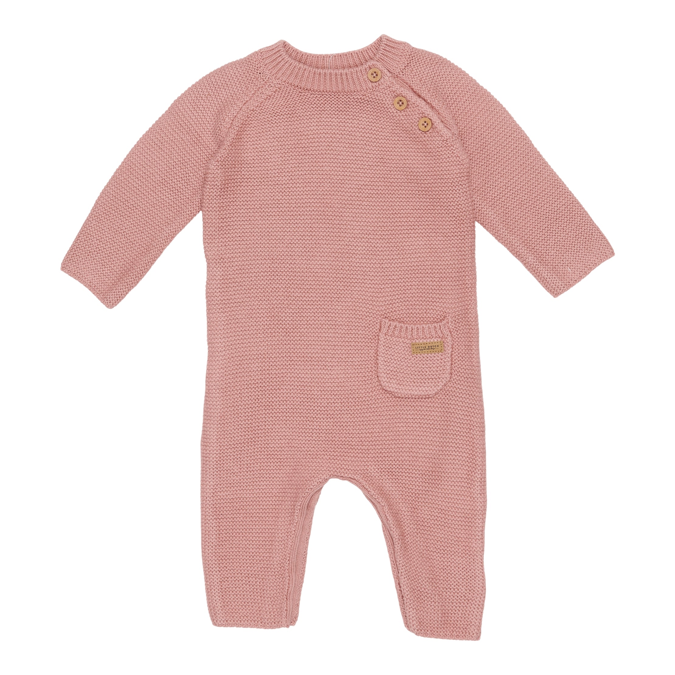 Combinaison tricotée « Petites fleurs roses » rose vintage | Little Dutch