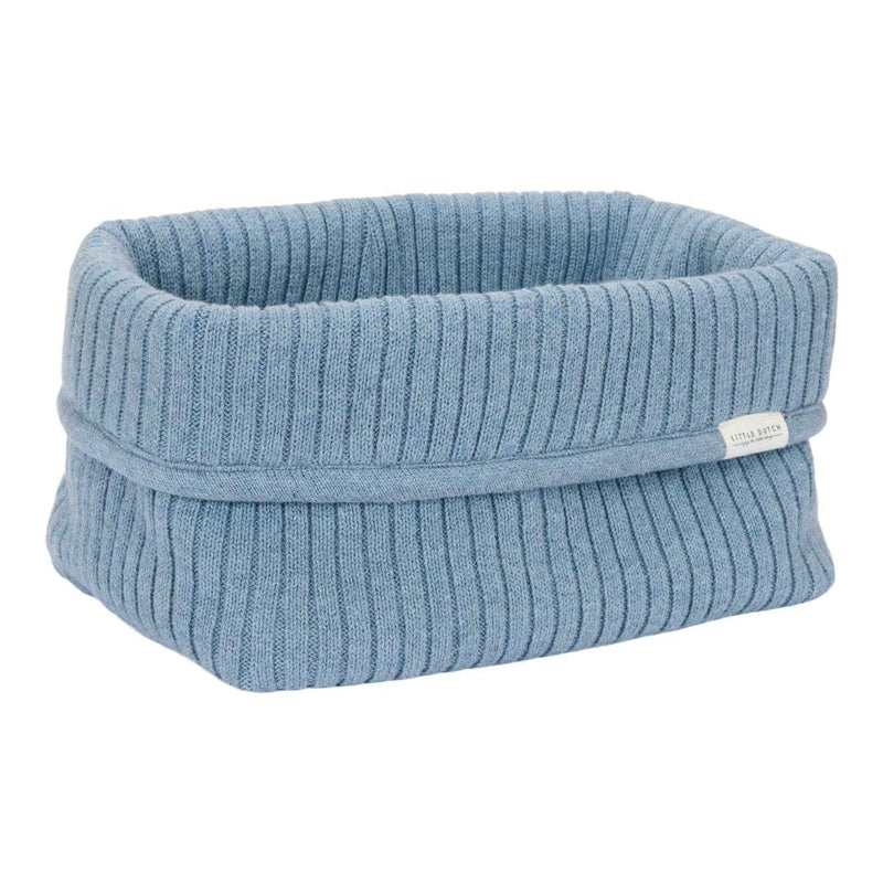 Pflegekörbchen gestickt groß - Pure Denim Blue | Little Dutch