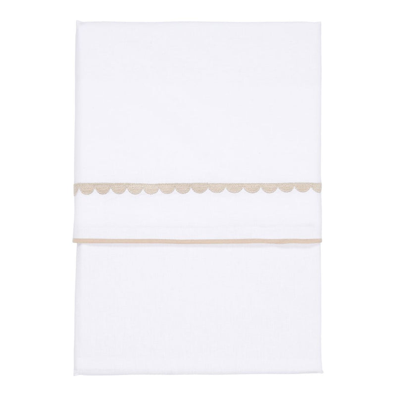 Kinderbettlaken Beige Rounded bestickt 110 x 140 cm | Little Dutch
