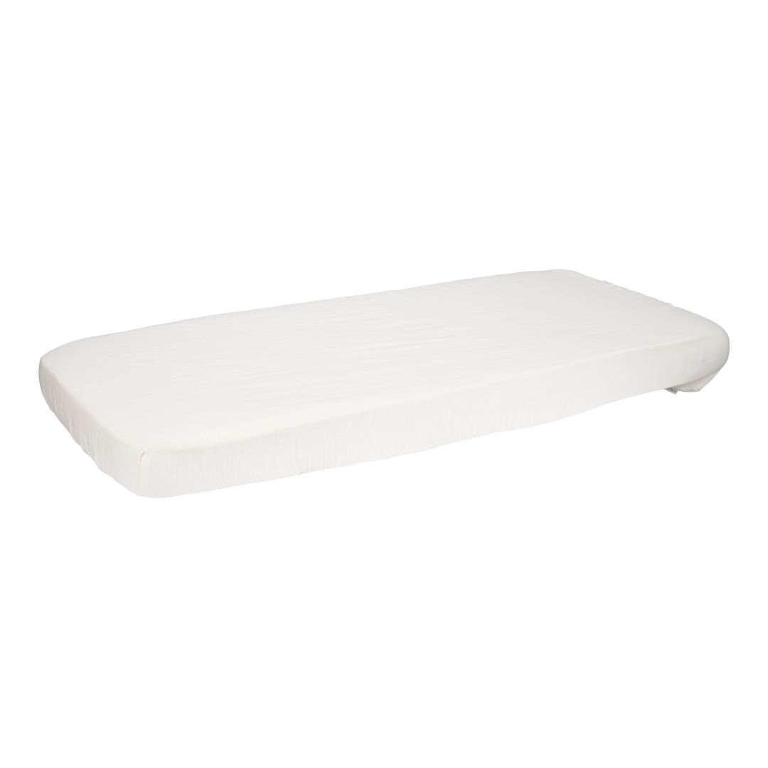 Fitted sheet muslin 70 x 140/150 cm, soft white | Little Dutch