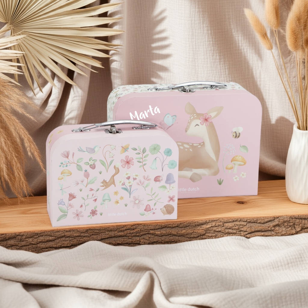 Personalised Kids' Suitcase Fairy Garden Pink with Name