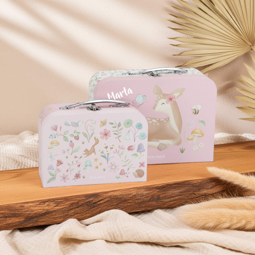 Personalised Kids' Suitcase Fairy Garden Pink with Name