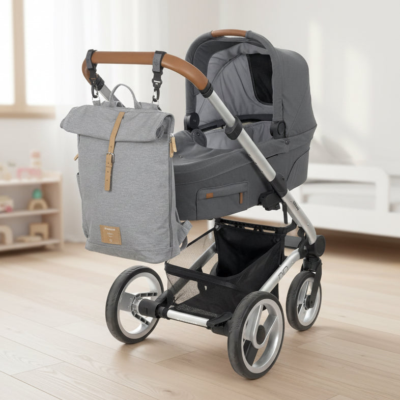 Sac à dos à langer - Sac à dos à roulettes, Grey Mélange (édition limitée) | Lässig