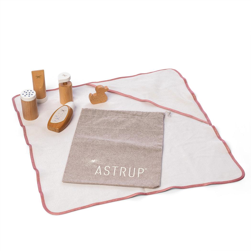 Doll accessories care set 7-piece pink white natural | byAstrup
