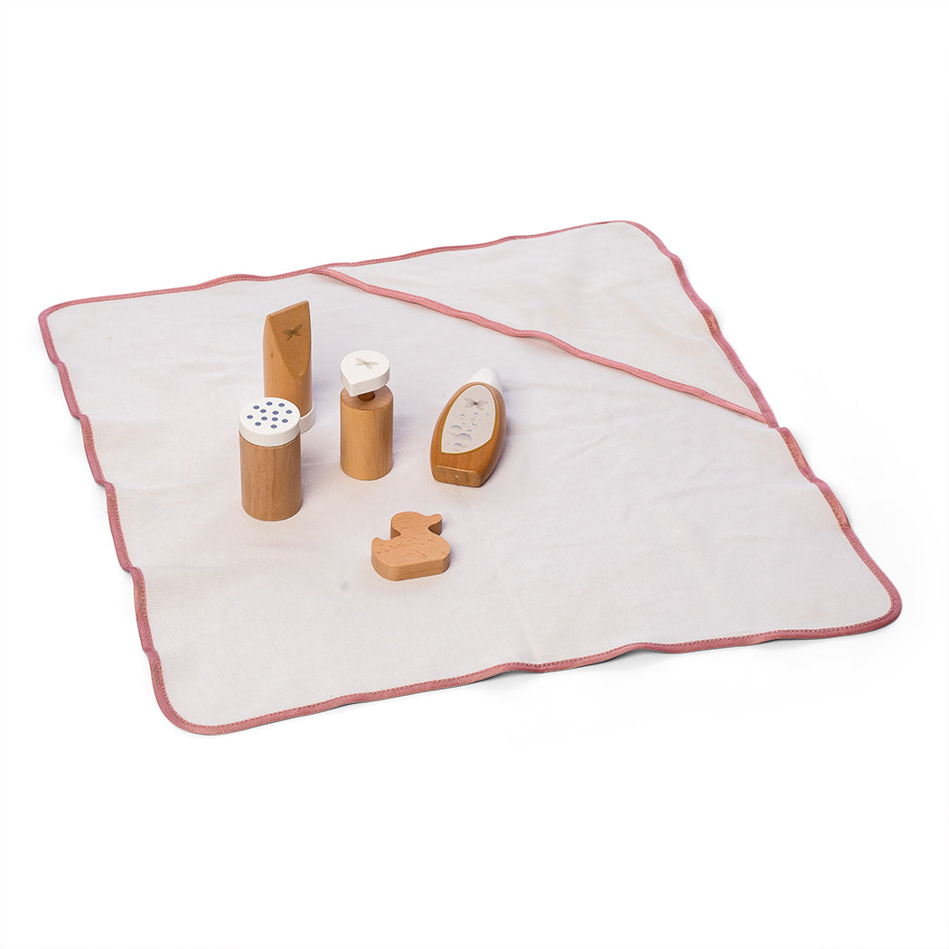 Doll accessories care set 7-piece pink white natural | byAstrup