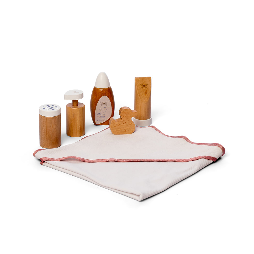 Doll accessories care set 7-piece pink white natural | byAstrup