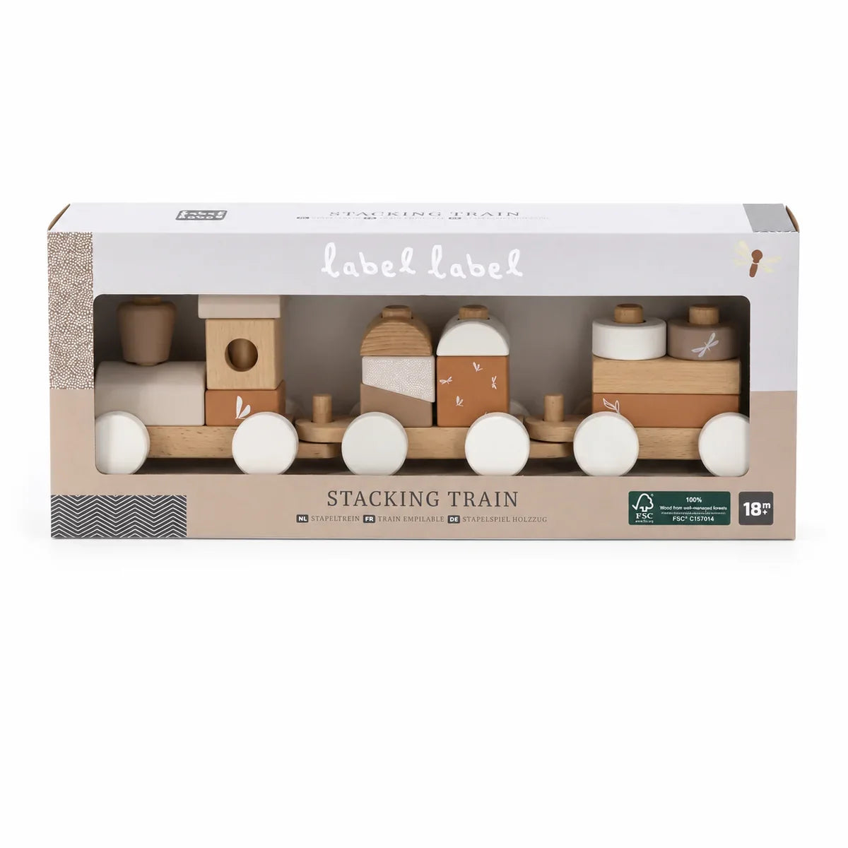 Train en bois personnalisé pour la naissance avec nom et données de naissance – Nougat