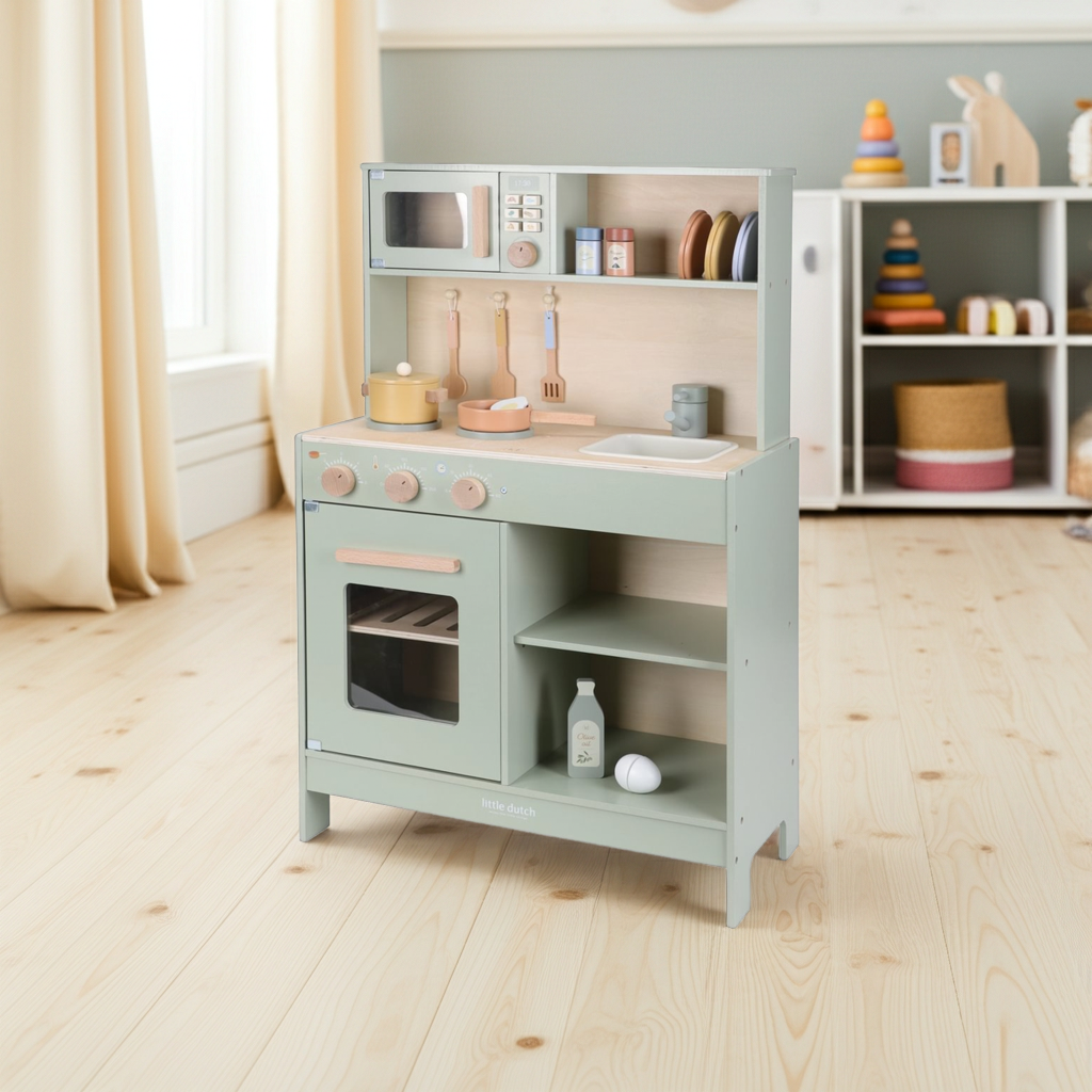 Personalized wooden play kitchen with name – a special gift
