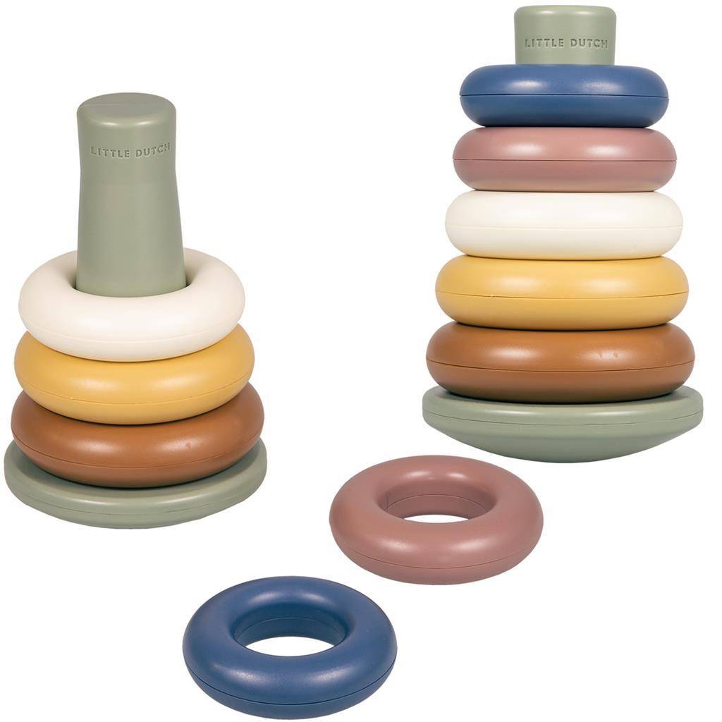 Little Dutch Stapelringe Vintage mit fünf farbigen Ringen und wackelnder Basis für Babys ab 6 Monaten