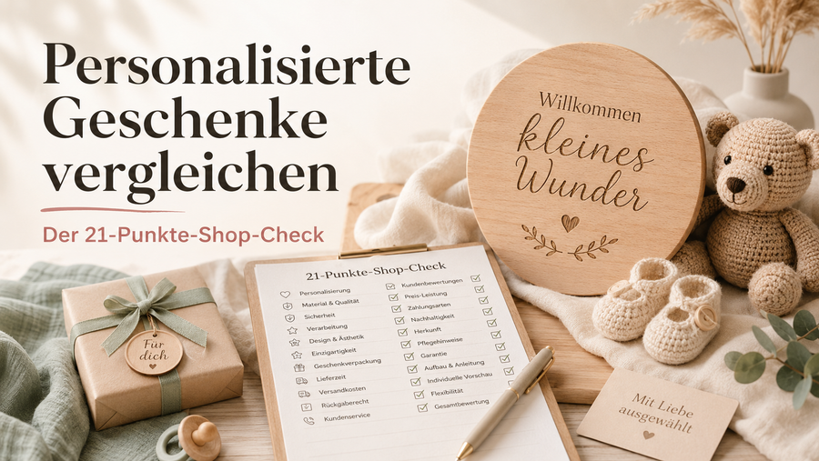 Personalisierte Geschenke zur Geburt vergleichen: Der 21‑Punkte‑Shop‑Check