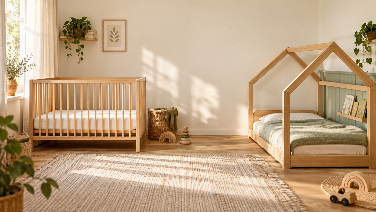 Babybett und niedriges Hausbett aus Naturholz im Vergleich – Ratgeber zur passenden Bettart nach Alter
