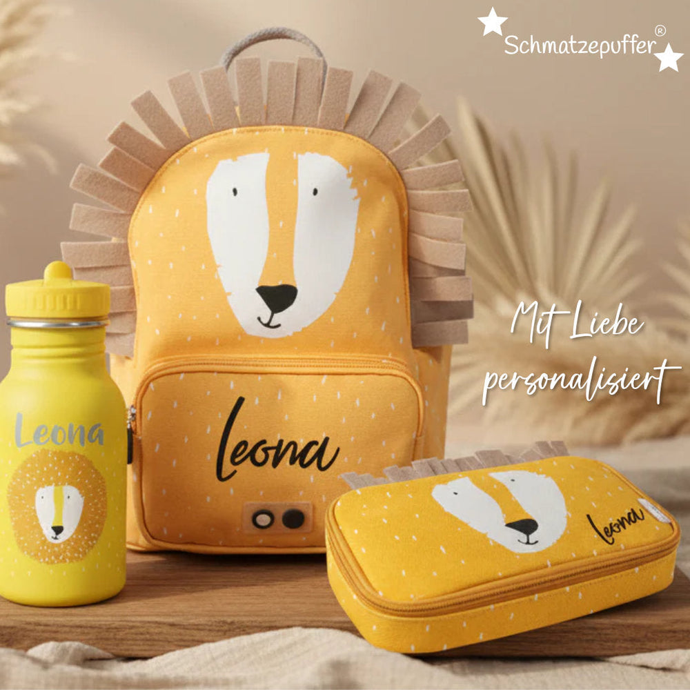Geschenke zum Kindergartenstart mit Rucksack, Brotdose und Trinkflasche bei Schmatzepuffer