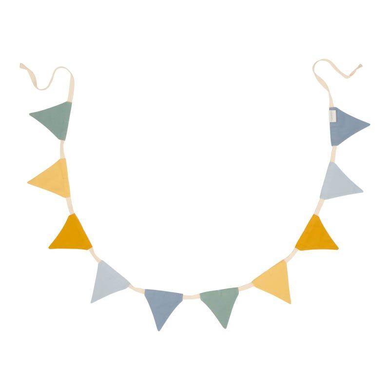garland with blue flags