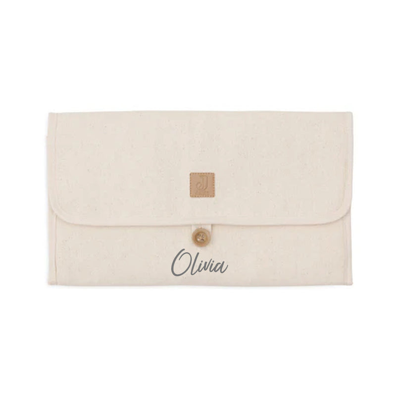 Changing mat with storage compartments, twill, sand | Jollein