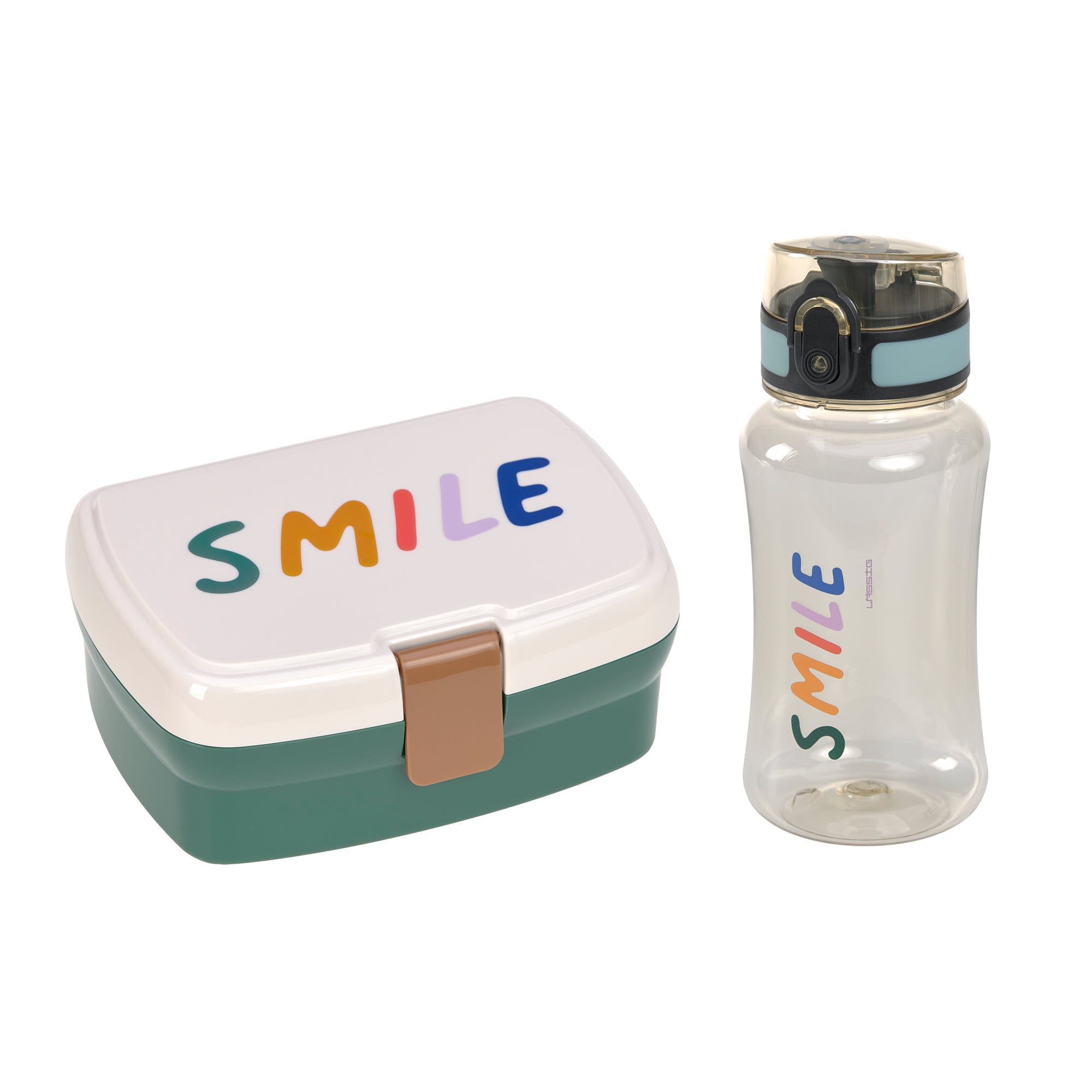 Pausen-Set Flasche & Brotdose Little Gang Smile, Grün | Lässig