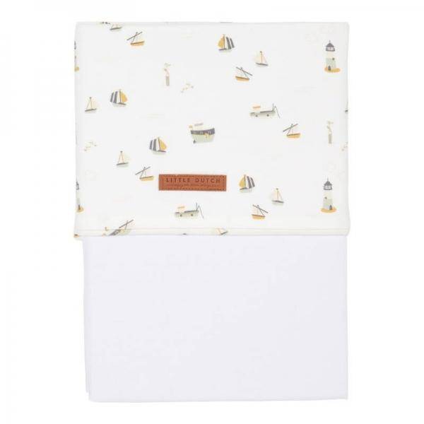Drap de lit enfant Sailors Bay 110 x 140 cm, blanc | Little Dutch