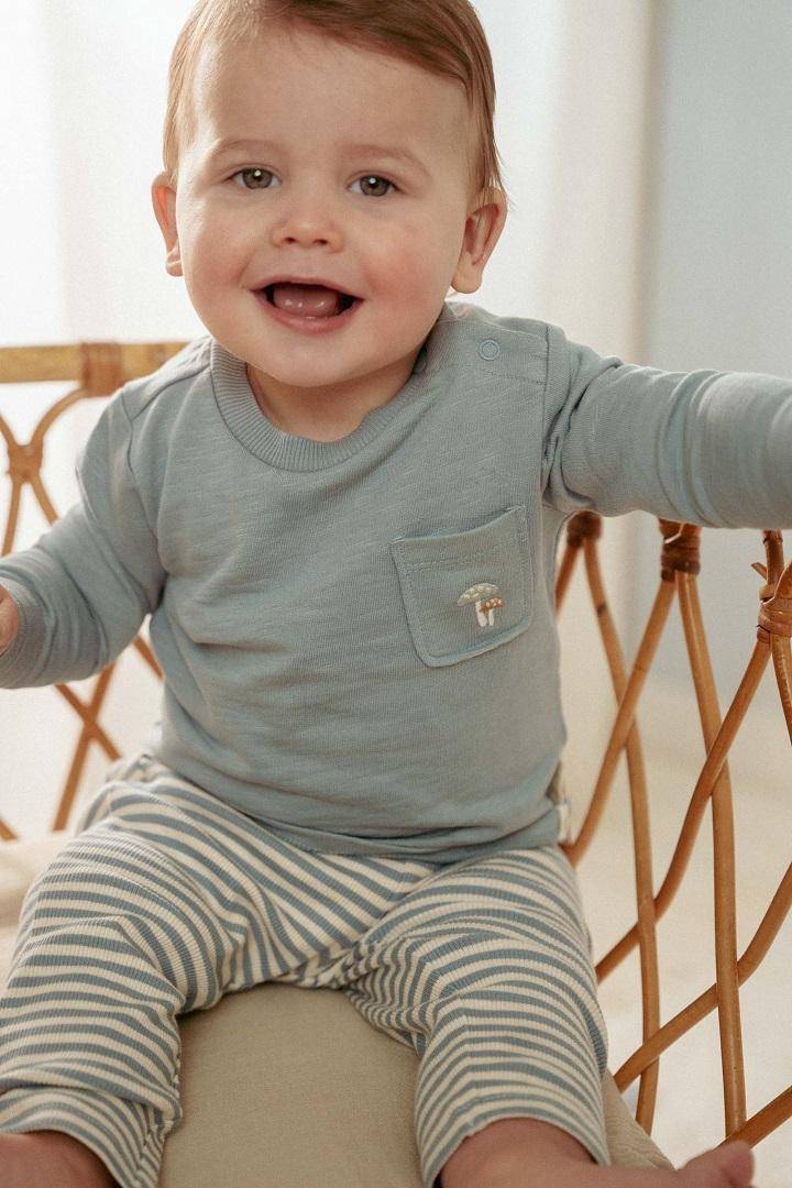 T-shirt manches longues bleu pierre | Little Dutch